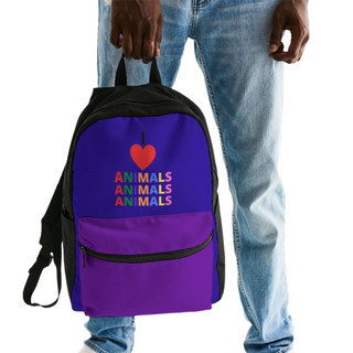 I LOVE ANIMALS Small Blue Canvas Back Pack