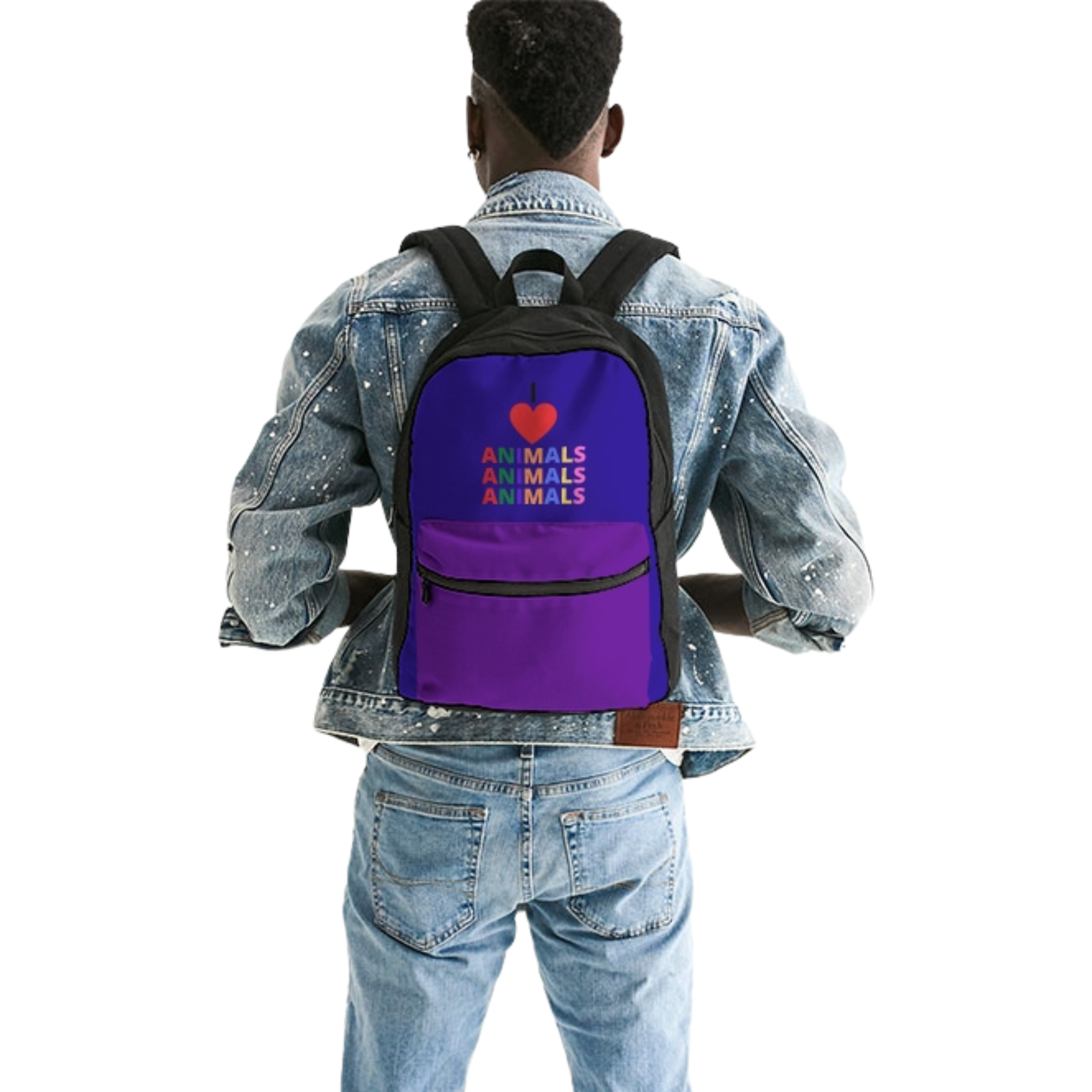 I LOVE ANIMALS Small Blue Canvas Back Pack - 0