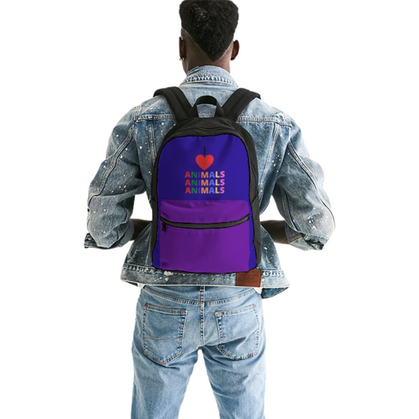 I LOVE ANIMALS Small Blue Canvas Back Pack