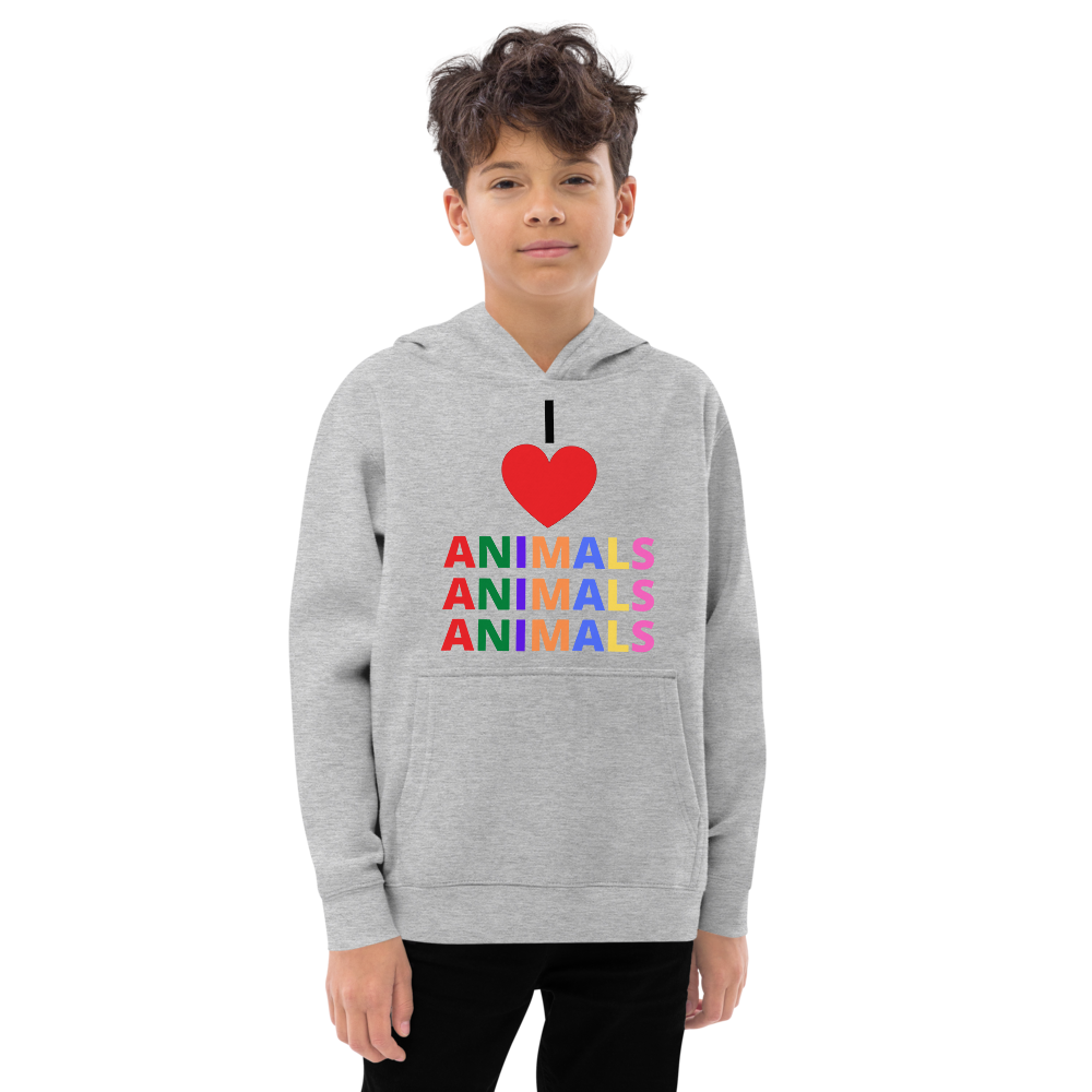 I LOVE ANIMALS Boys Fleece Hoodie