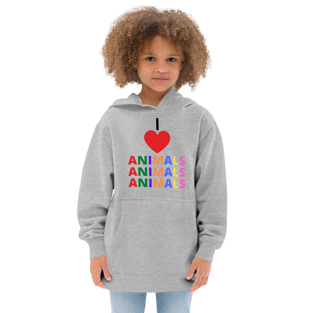 I LOVE ANIMALS Girls Fleece Hoodie