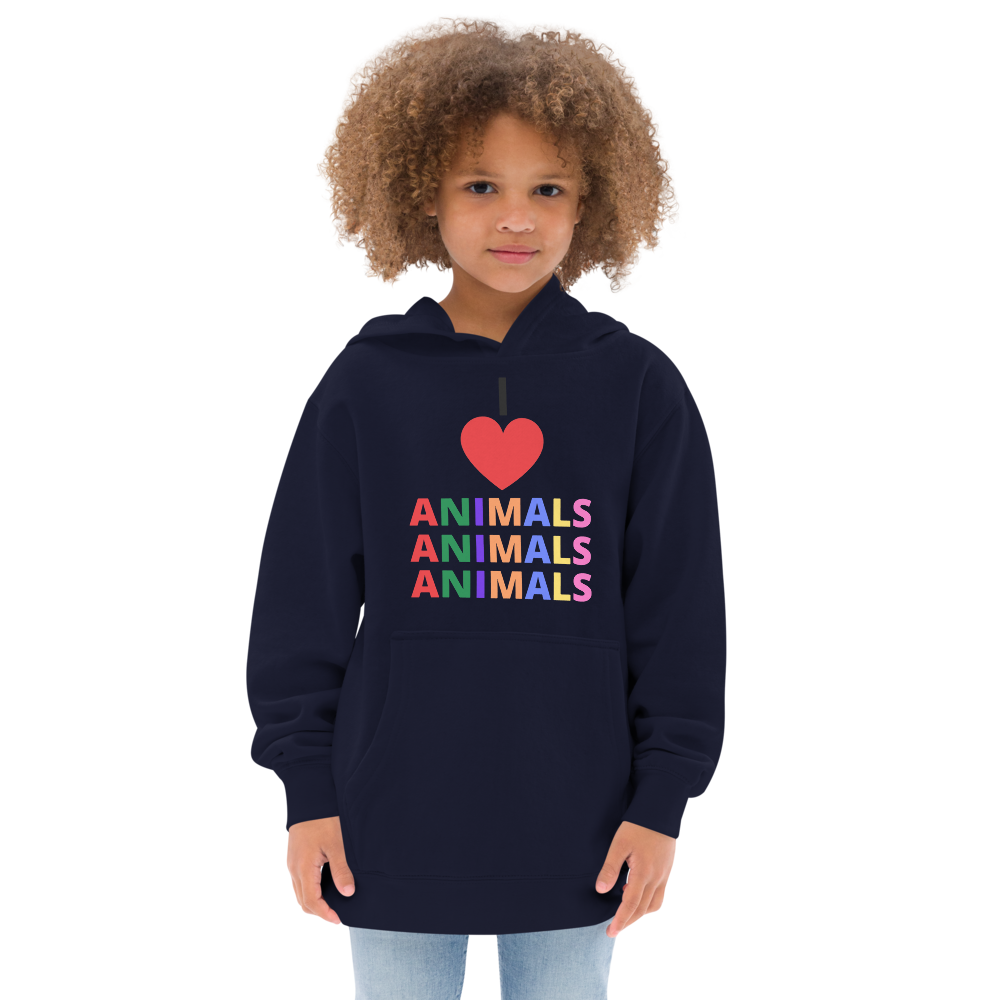 I LOVE ANIMALS Girls Fleece Hoodie