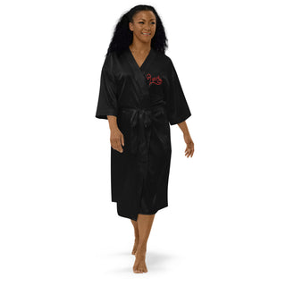 Buy black Lovers Embroidered Satin Robe