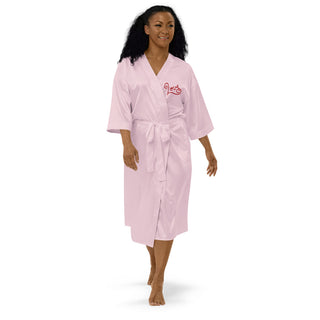 Buy light-pink Lovers Embroidered Satin Robe