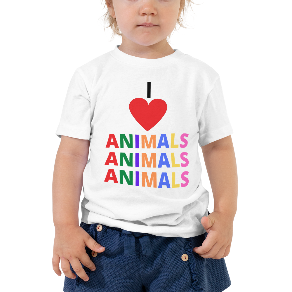 Buy white I LOVE ANIMALS Toddler Short Sleeve Tee