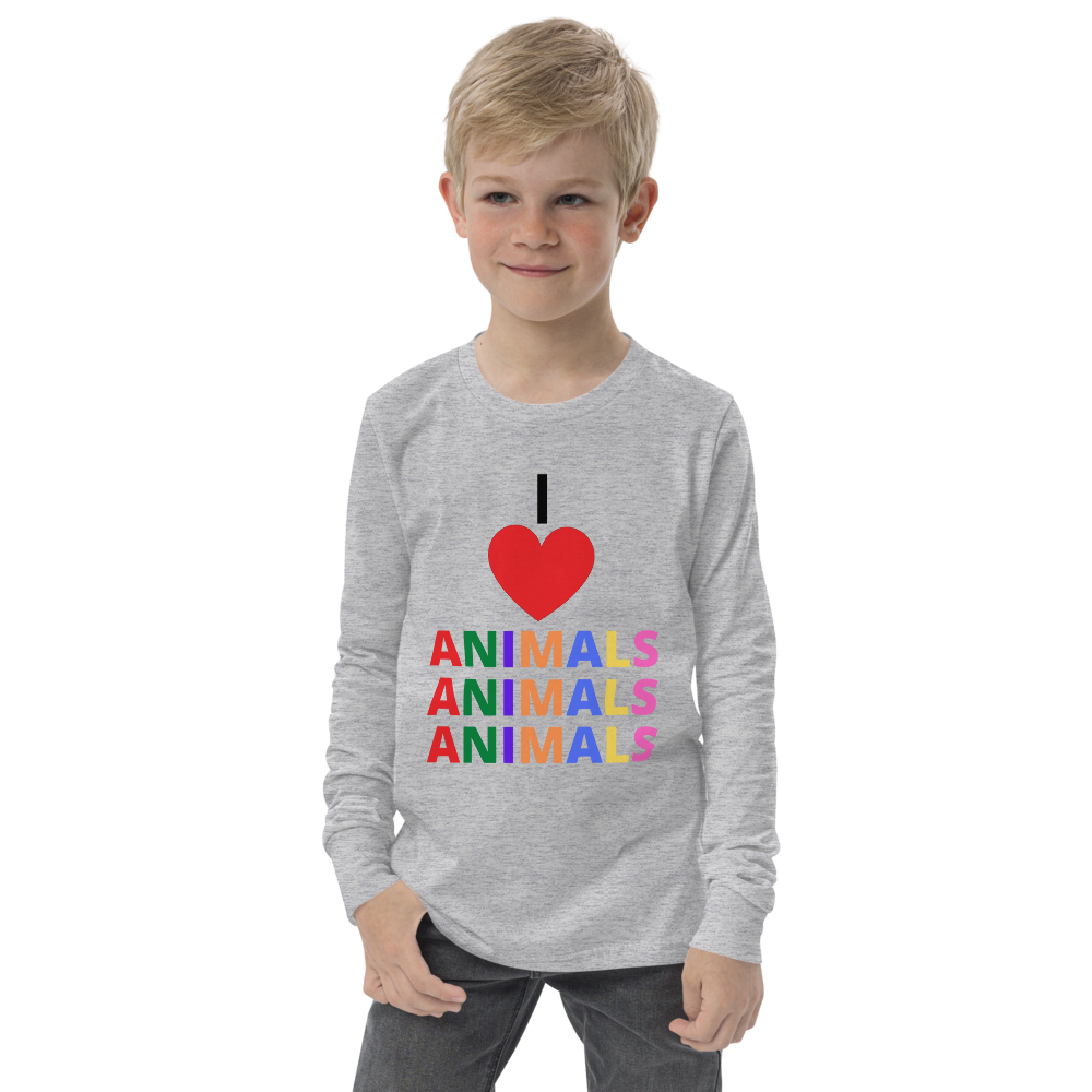 I LOVE ANIMALS Girls Long Sleeve Tee