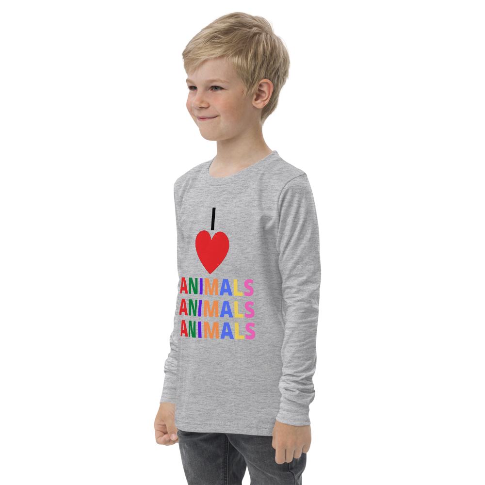 I LOVE ANIMALS Girls Long Sleeve Tee