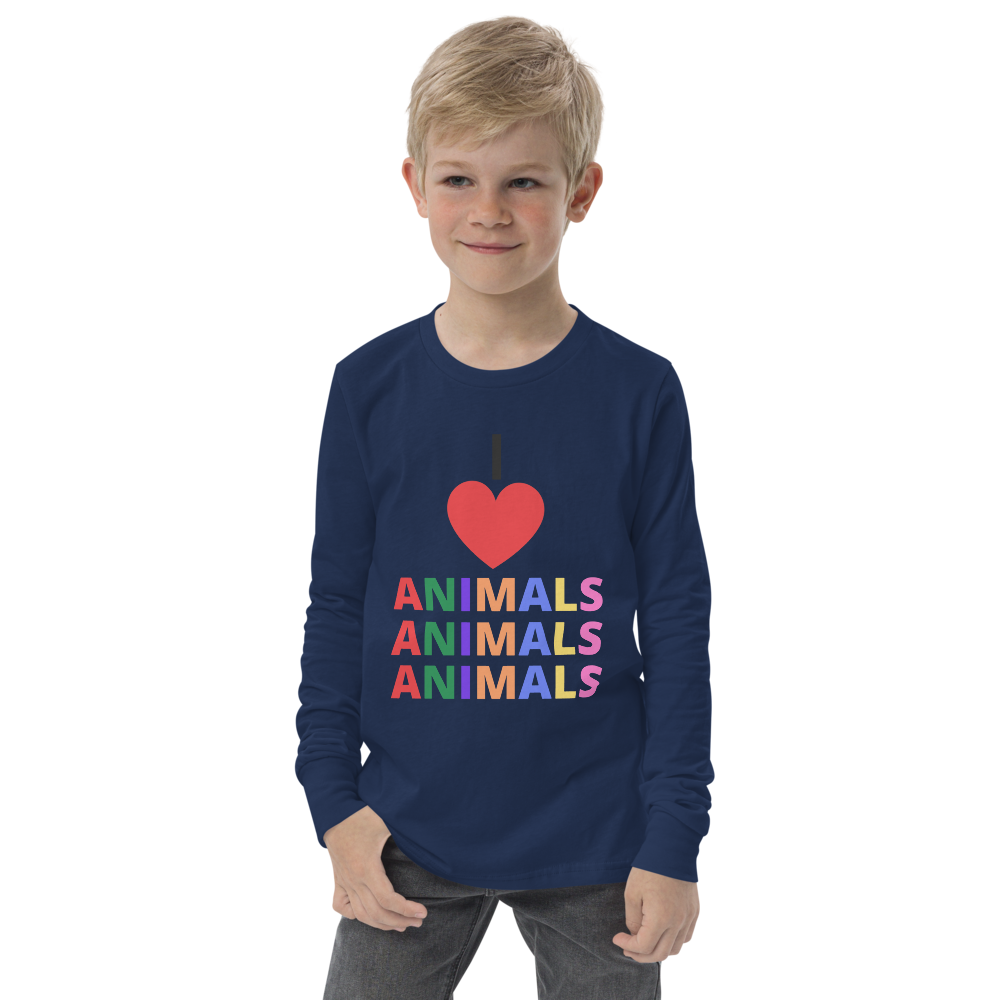 I LOVE ANIMALS Girls Long Sleeve Tee