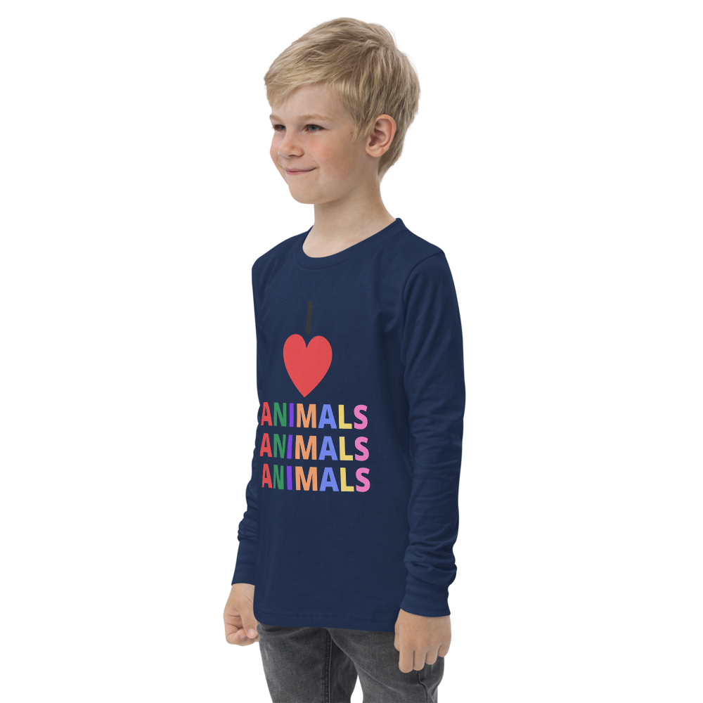 I LOVE ANIMALS Girls Long Sleeve Tee