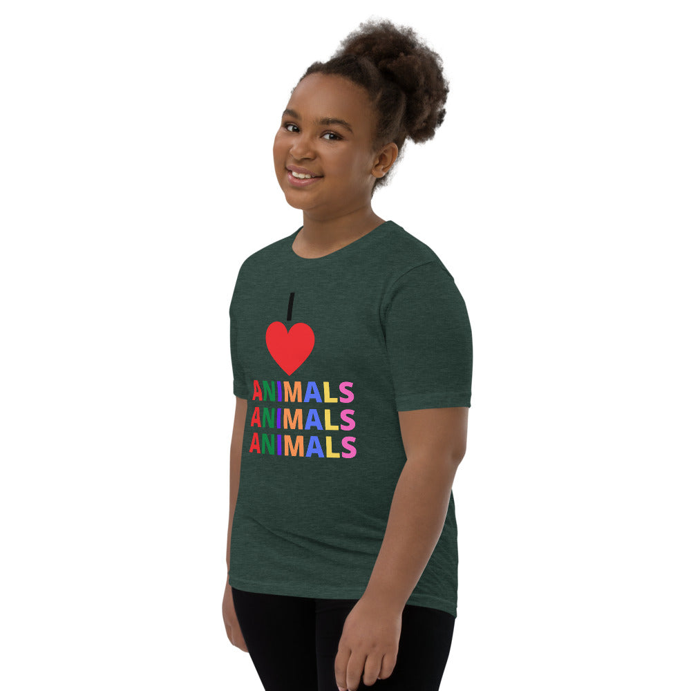 I LOVE ANIMALS Girls Short Sleeve T-Shirt