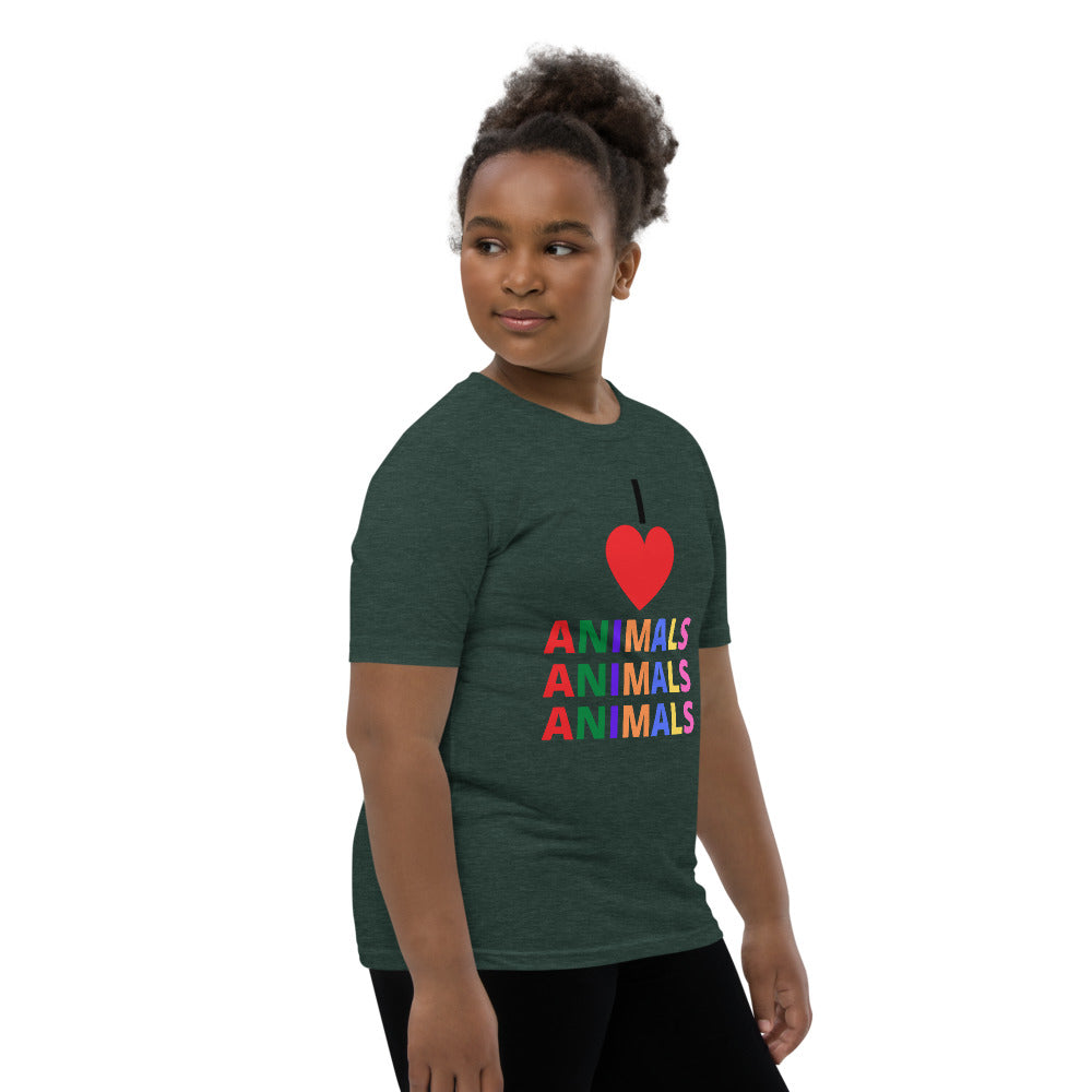 I LOVE ANIMALS Girls Short Sleeve T-Shirt