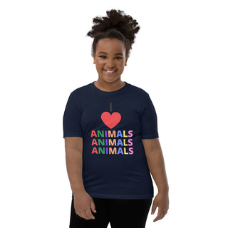 Buy navy I LOVE ANIMALS Girls Short Sleeve T-Shirt