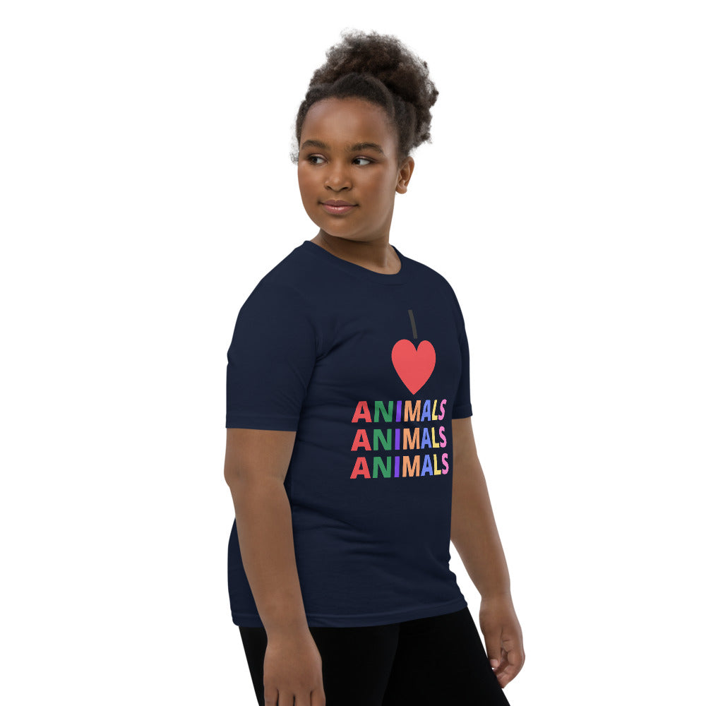 I LOVE ANIMALS Girls Short Sleeve T-Shirt